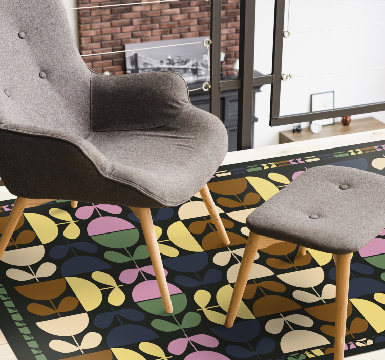 Colored cup flowers floral rug - TenStickers