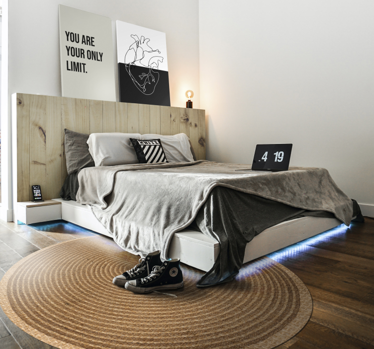 Natural circular weave bedroom vinyl rug - TenStickers