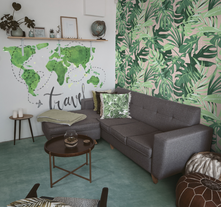 Muted Teal Hue marble vinyl rug - TenStickers