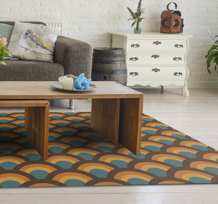 Retro curve pattern living room vinyl rug - TenStickers