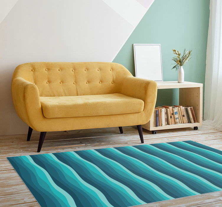 Serene blue waves living room vinyl rug - TenStickers
