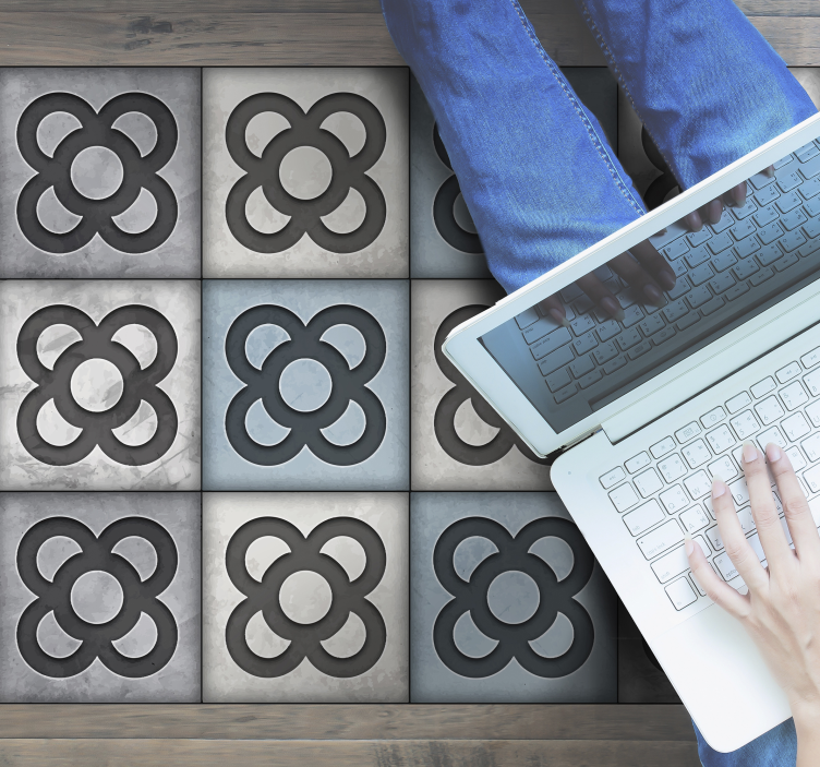 Barcelona street tiles style modern vinyl rug - TenStickers