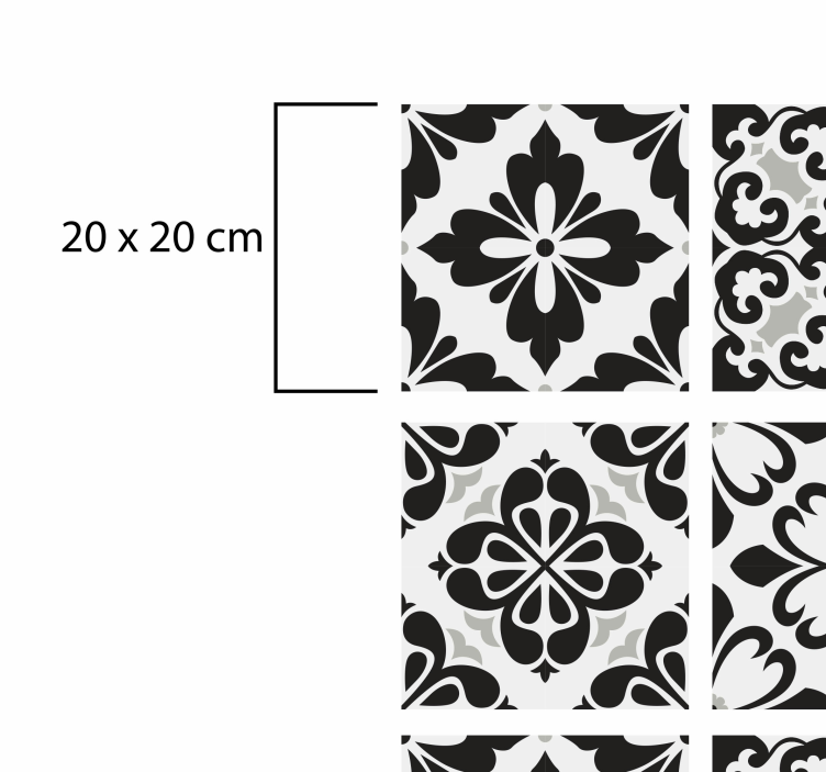 black and white hydraulic kitchen vinyl rug - TenStickers