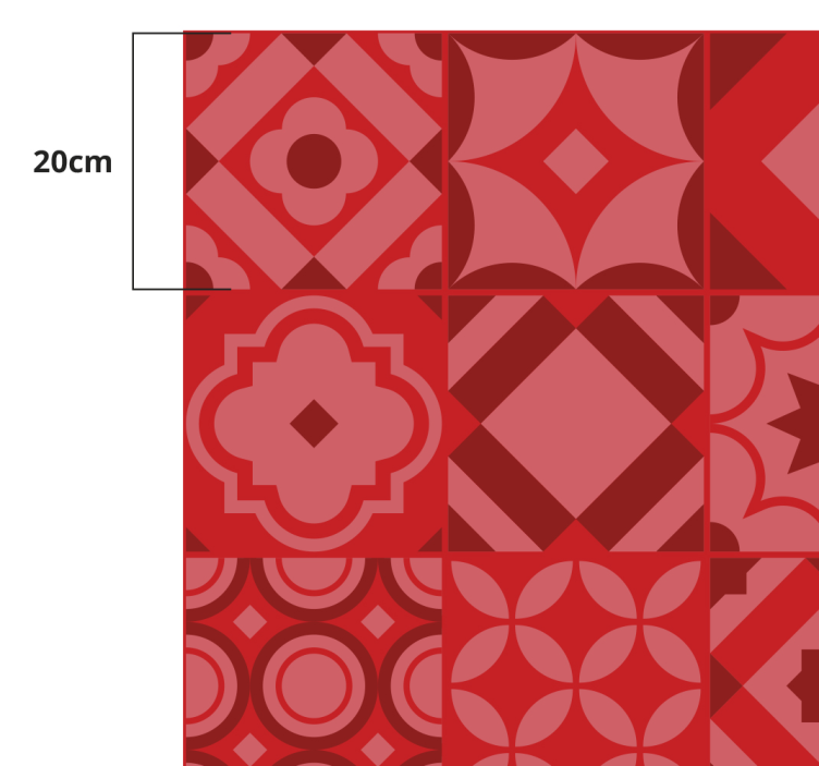 red tiles  kitchen vinyl rug - TenStickers