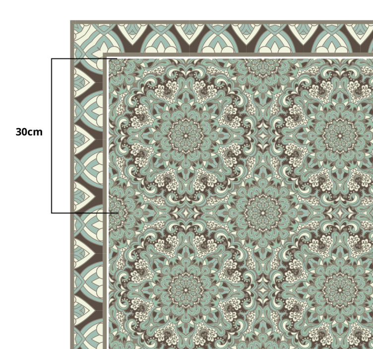 Floral tile pattern dining room vinyl rug - TenStickers