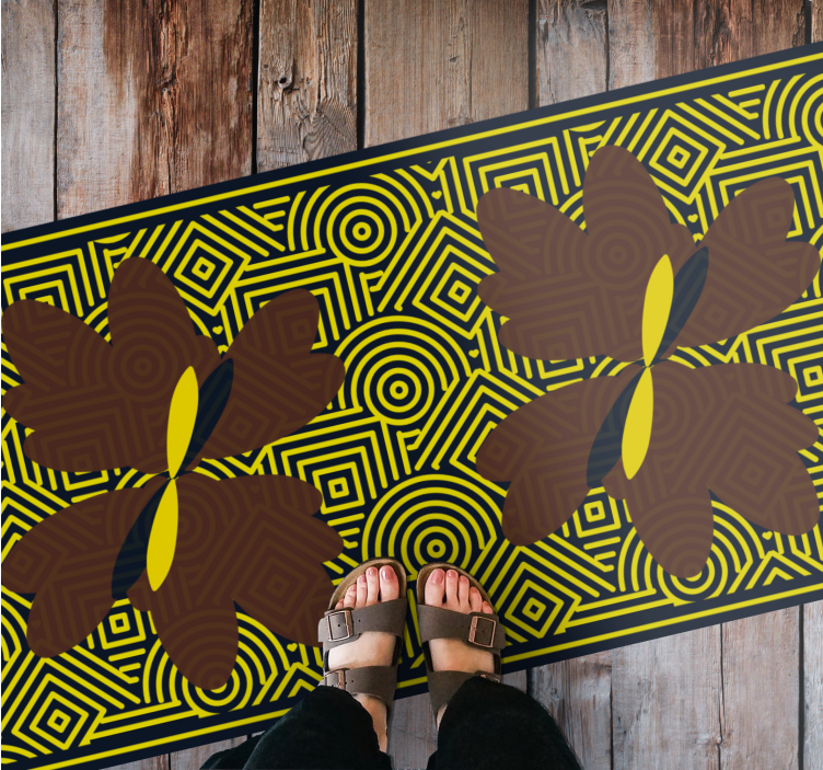 Angular Botanical Contrast geometric vinyl rug - TenStickers