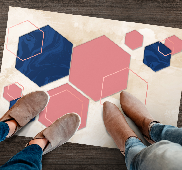 Abstract Hexagons geometric vinyl rug - TenStickers