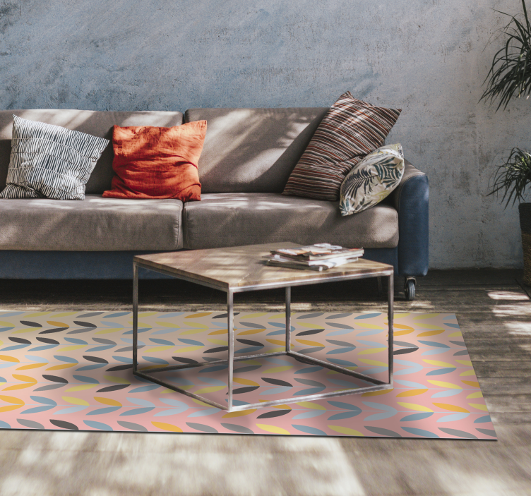 Abstract Leaf Pattern geometric vinyl rug - TenStickers