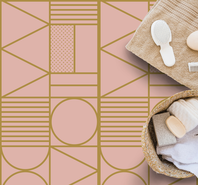 Gold and pink pattern geometric vinyl rug - TenStickers