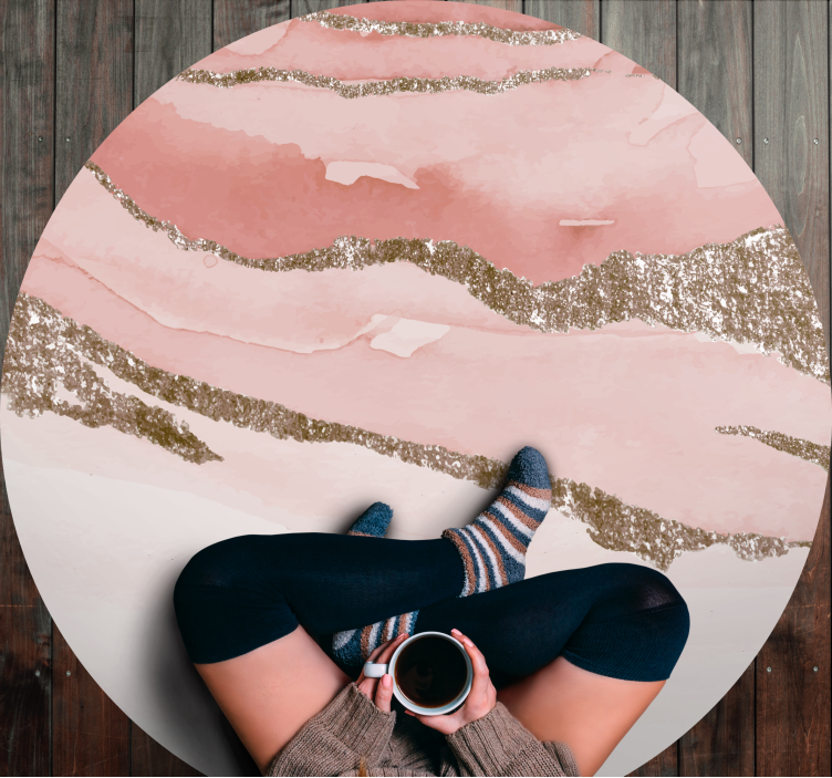 Abstract Textured Circular Design pink vinyl rug - TenStickers