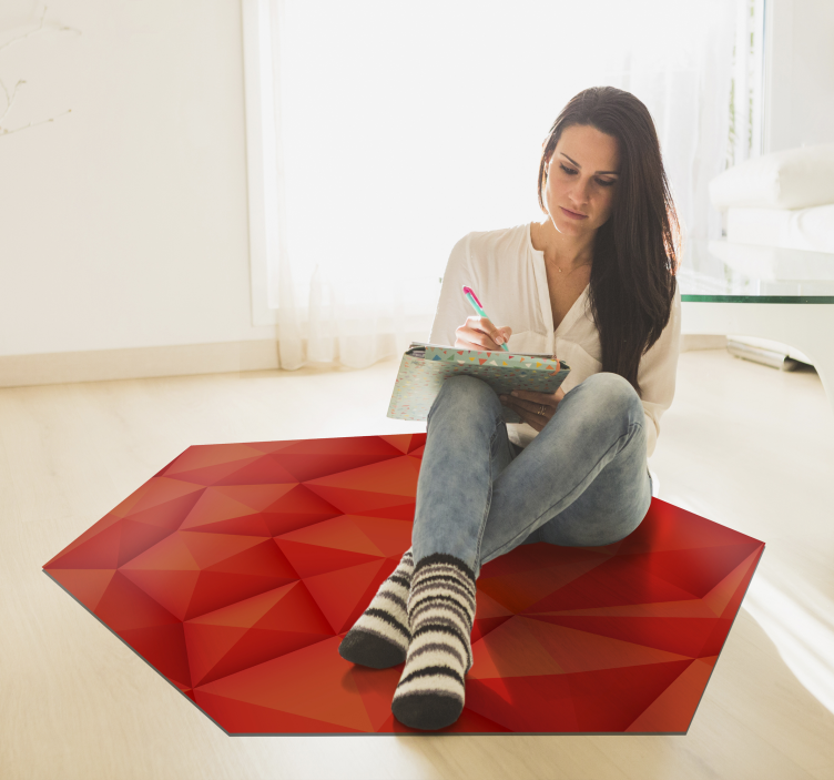 Geometric Crimson Shapes geometric vinyl rug - TenStickers