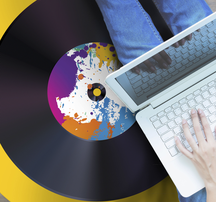 Abstract Splash Record texture vinyl rug - TenStickers