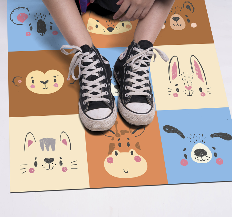 Baby animals tiles kids vinyl rug - TenStickers