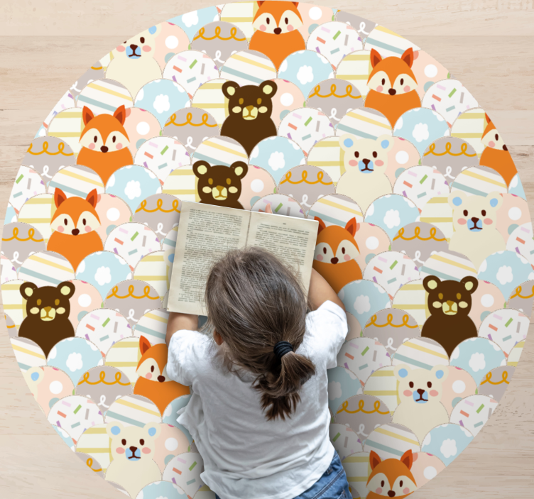 Adorable animal pattern nursery vinyl rug - TenStickers
