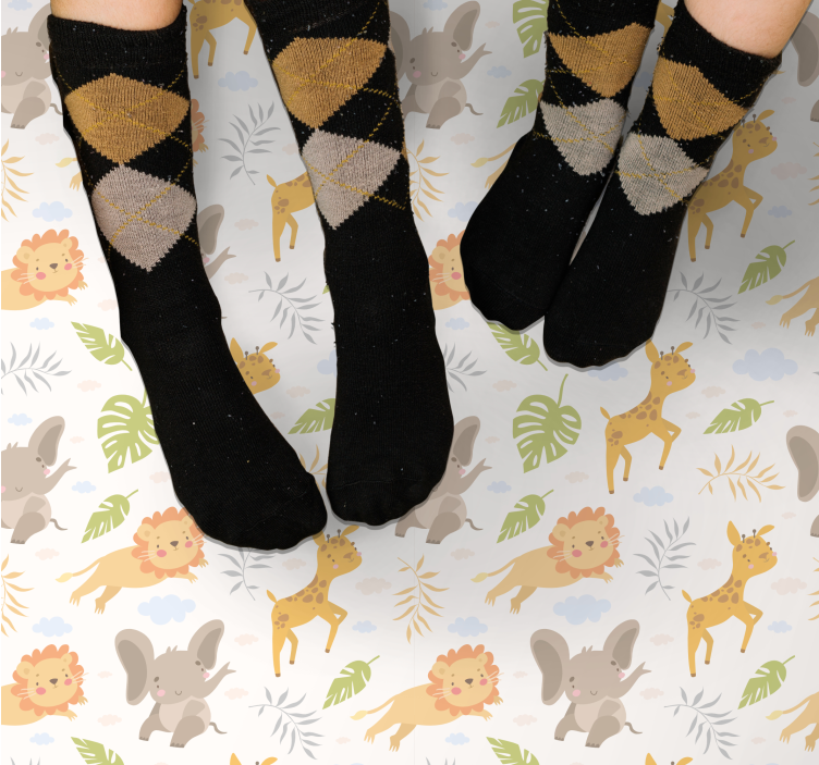 Adorable Safari Creatures kids vinyl rug - TenStickers