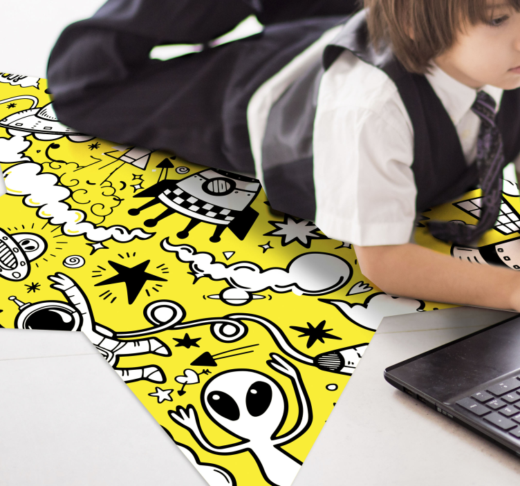 Alien Doodle Star kids vinyl rug - TenStickers