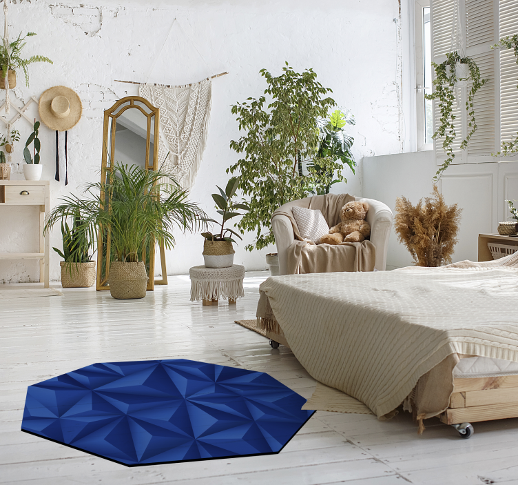 Angular Blue Facets geometric vinyl rug - TenStickers