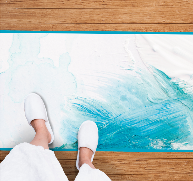 Aqua abstract swirl textured vinyl rug - TenStickers