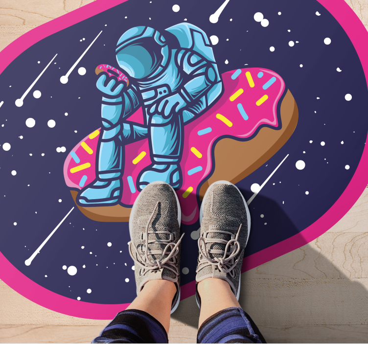 Astronaut On Donut teenage bedroom vinyl rug - TenStickers