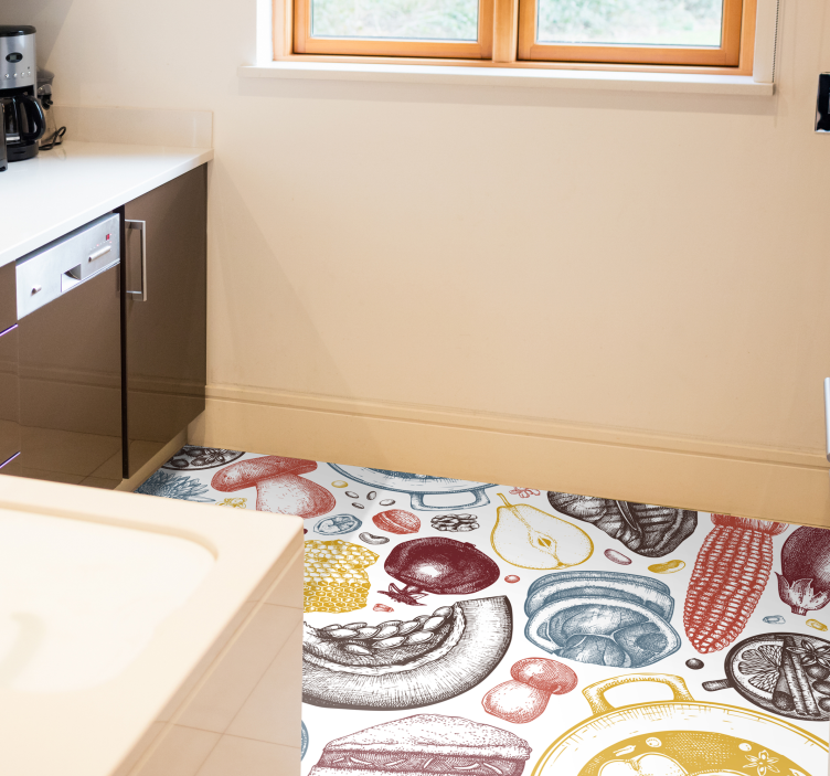 Autumn attributes kitchen floor tiles - TenStickers