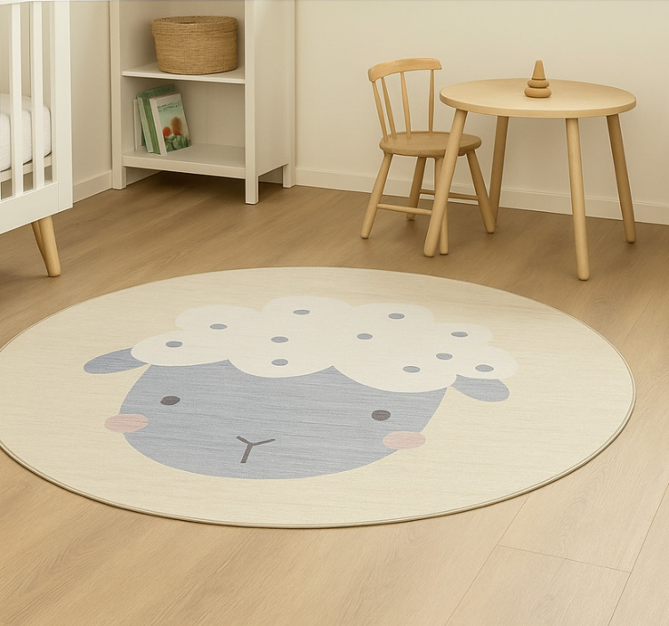 Beige baby sheep kids vinyl rug - TenStickers