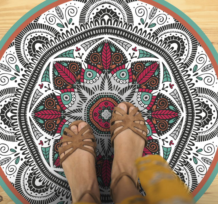 Big round mandala kitchen kitchen floor tiles - TenStickers