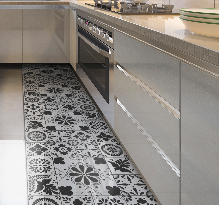 Black and cream kitchen tiles - TenStickers