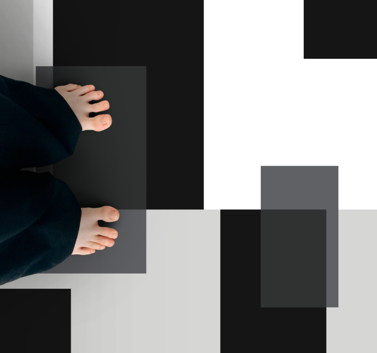 Black and white color blocks square vinyl rug - TenStickers