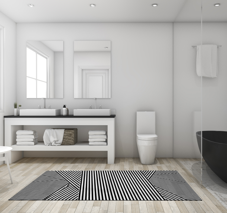 Black and white  stripes vinyl rug - TenStickers