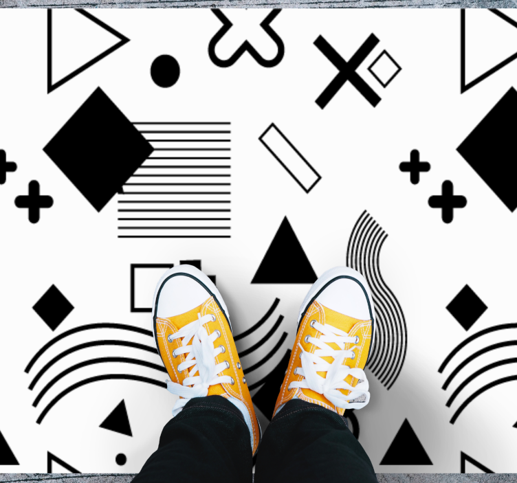Black Patterns geometric vinyl rug - TenStickers