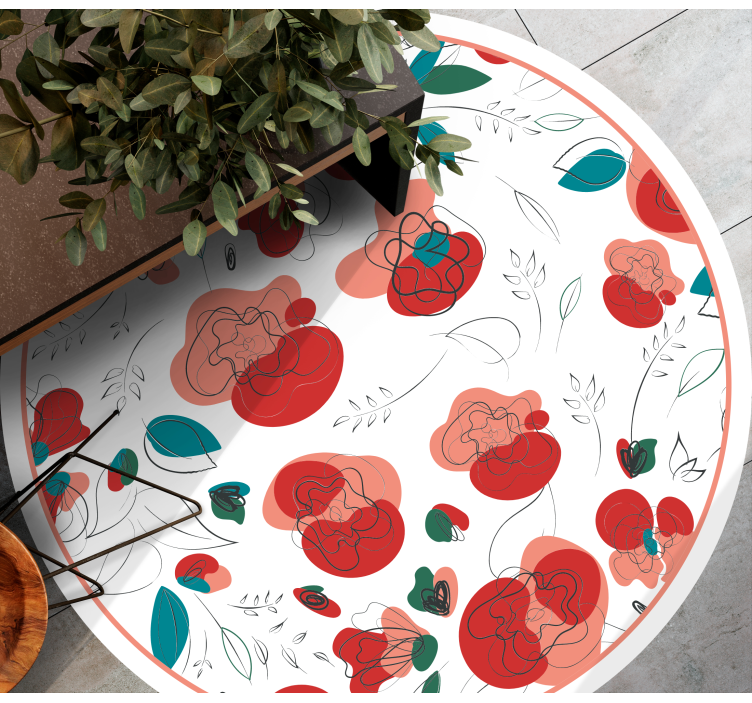Thriving Botanical Component floral vinyl rug - TenStickers