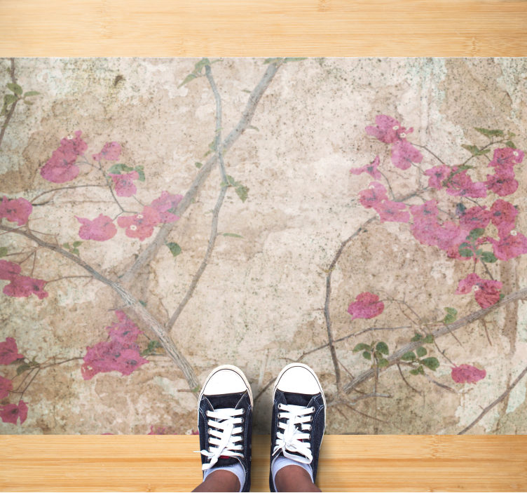 Blossom Branch Overlay floral vinyl rug - TenStickers
