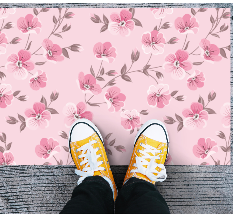 Blossom Pink Unity floral vinyl rug - TenStickers