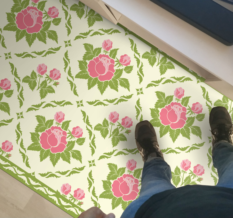 Blossom tile floral vinyl rug - TenStickers