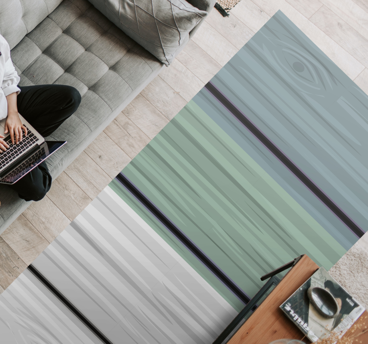 Blue and grey wood effect vinyl rug - TenStickers