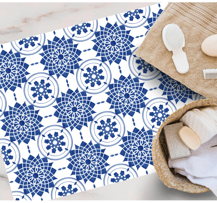 Blue circles tile style bathroom flooring - TenStickers