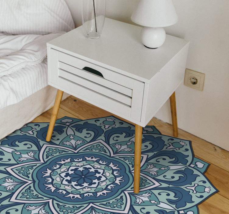 Blue elegant pattern mandala vinyl rug - TenStickers