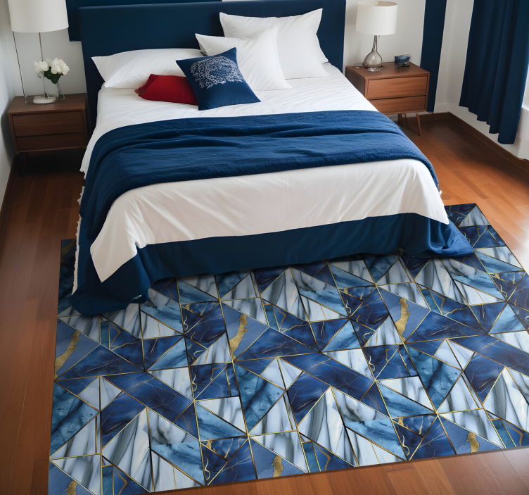 Blue geometric effect vinyl rug - TenStickers