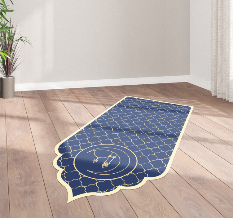 blue pattern navy vinyl rug - TenStickers