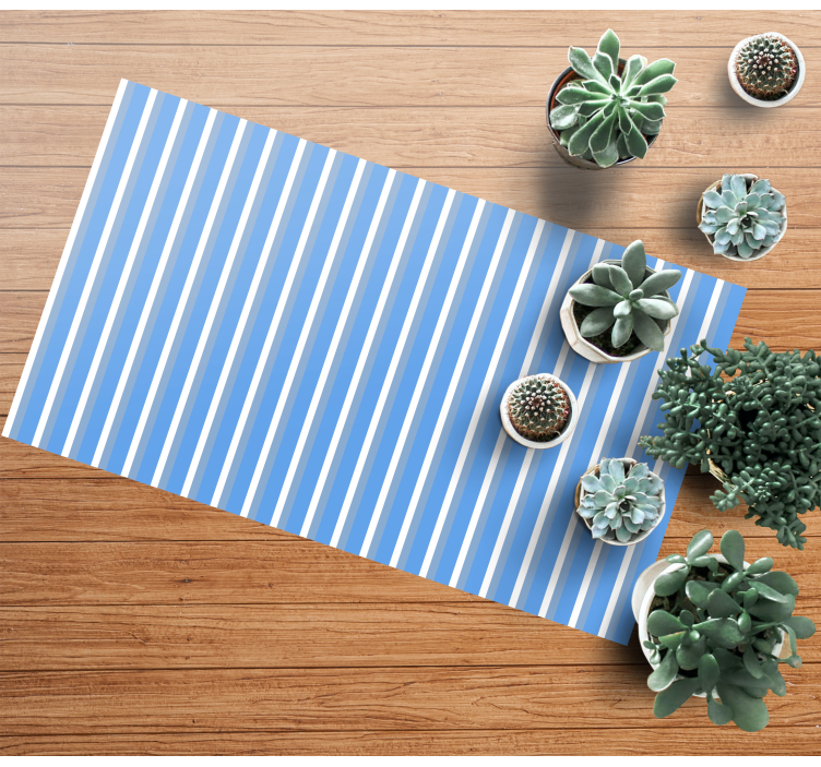 Blue and white design stripes vinyl rug - TenStickers