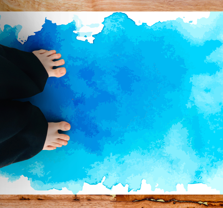 Blue watercolor splash minimal vinyl rug - TenStickers