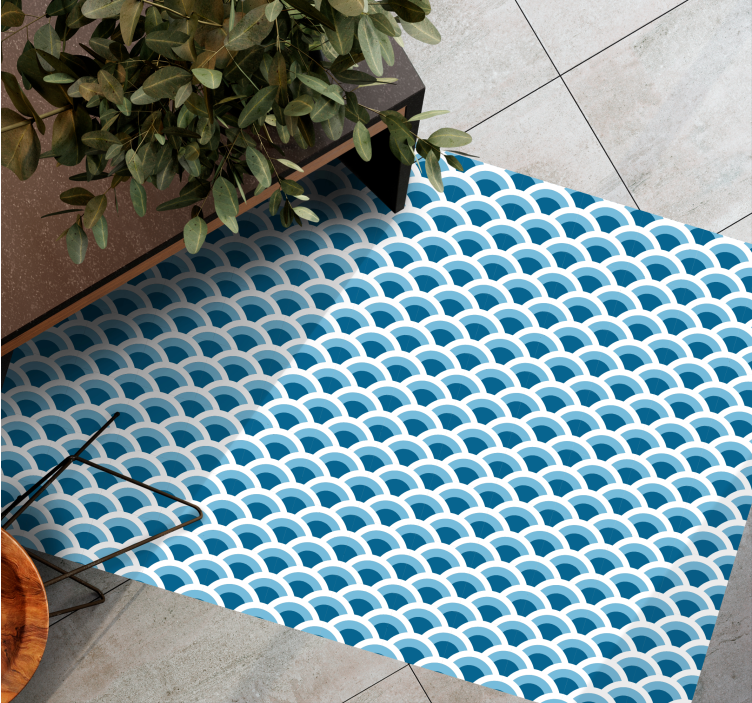 Blue Wave Patterns scandinavian vinyl rug - TenStickers