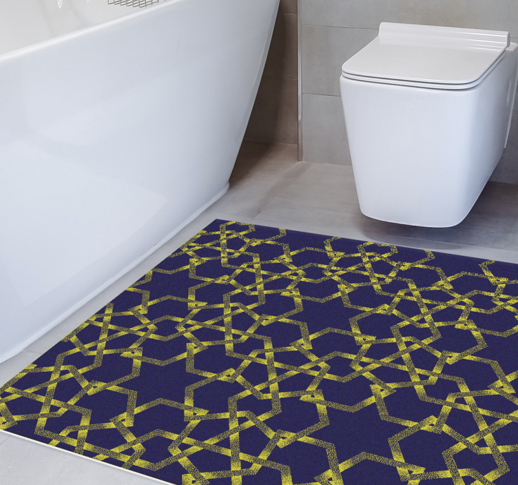 Blue-yellow stars modern vinyl rug - TenStickers