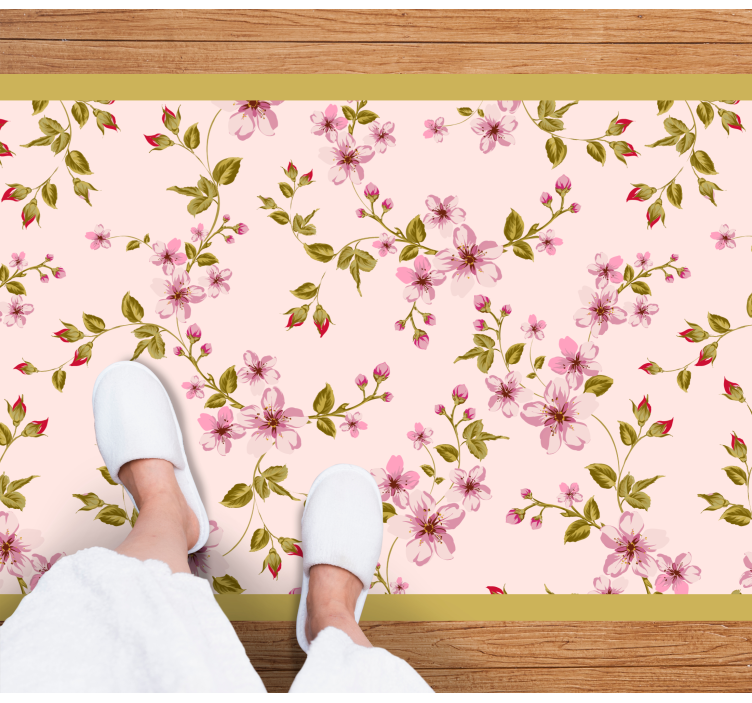 Floral Bloom Emblem floral vinyl rug - TenStickers