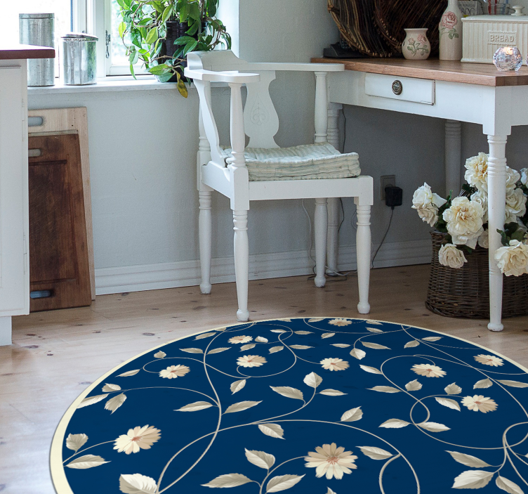 Botanical Bloom Pattern floral vinyl rug - TenStickers