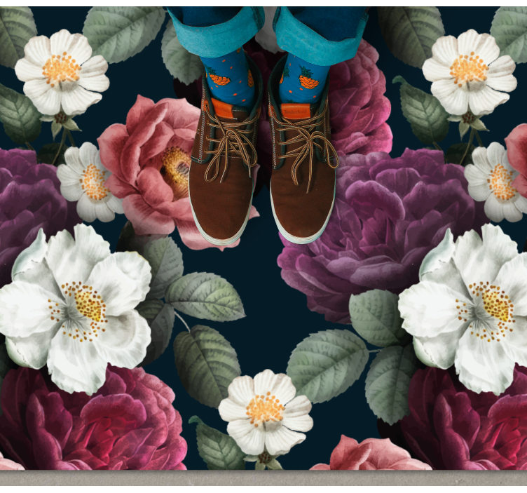 Botanical Chic Sophistication floral vinyl rug - TenStickers