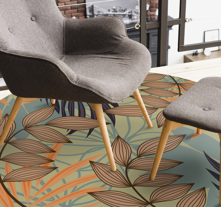 Botanical Foliage Pattern floral vinyl rug - TenStickers