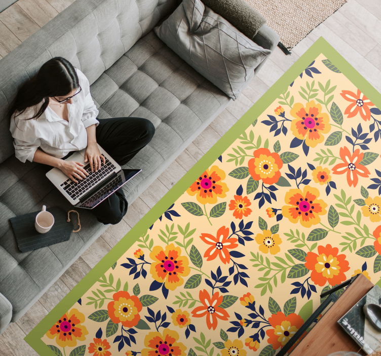 Botanical Garden Inspiration floral vinyl rug - TenStickers