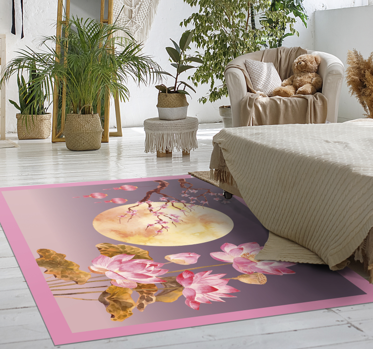 Botanical Moonlight floral vinyl rug - TenStickers