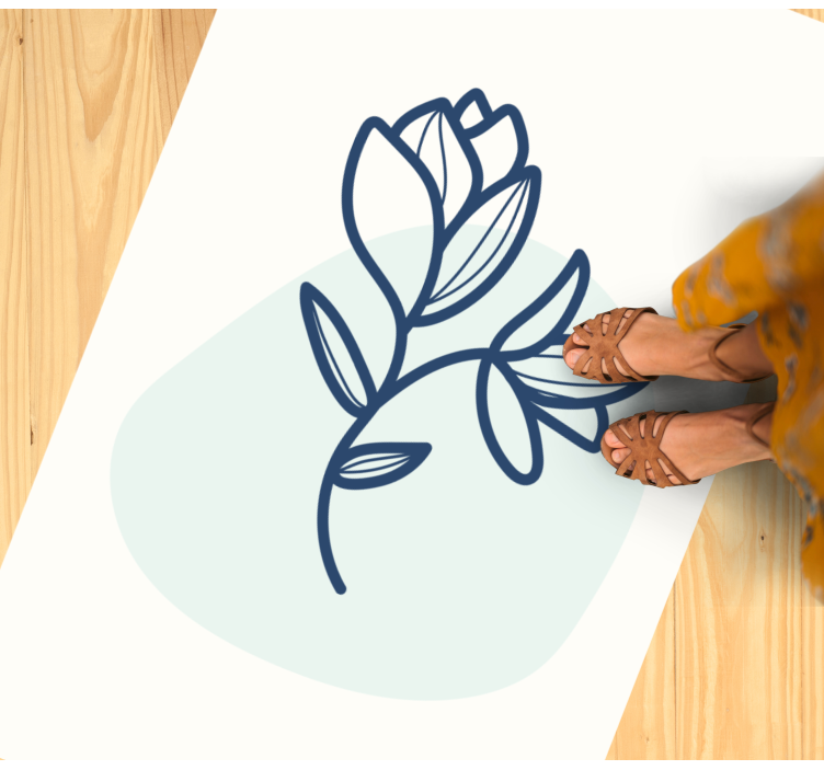 Botanical Outline Illustration floral vinyl rug - TenStickers